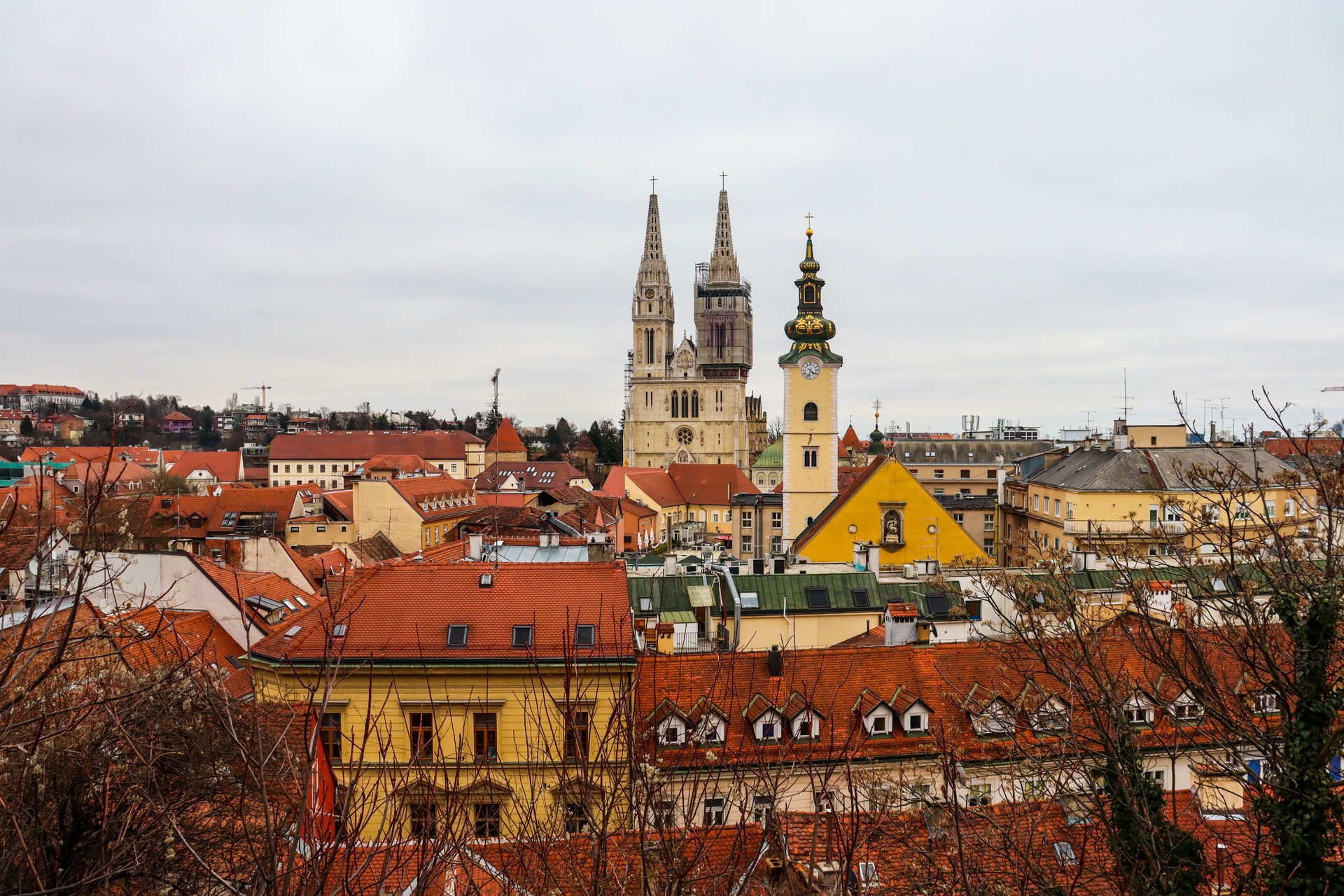 Zagreb's Historic Skyline and Cathedral